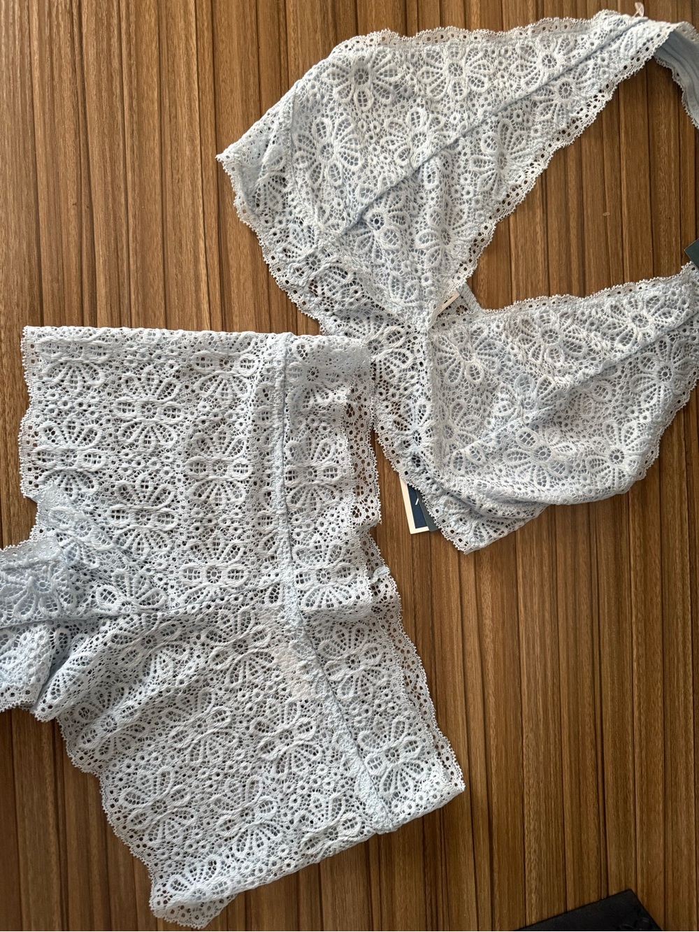 Lace Bralette and High-Waist Brief Set Baby Blue